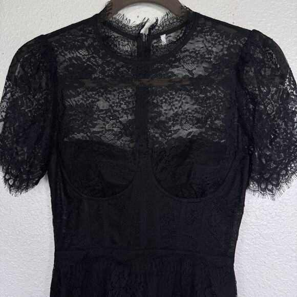ASTR The Label Leilani Lace Bustier Mini Dress Womens XS Lace Black Whimsigoth - Picture 4 of 11